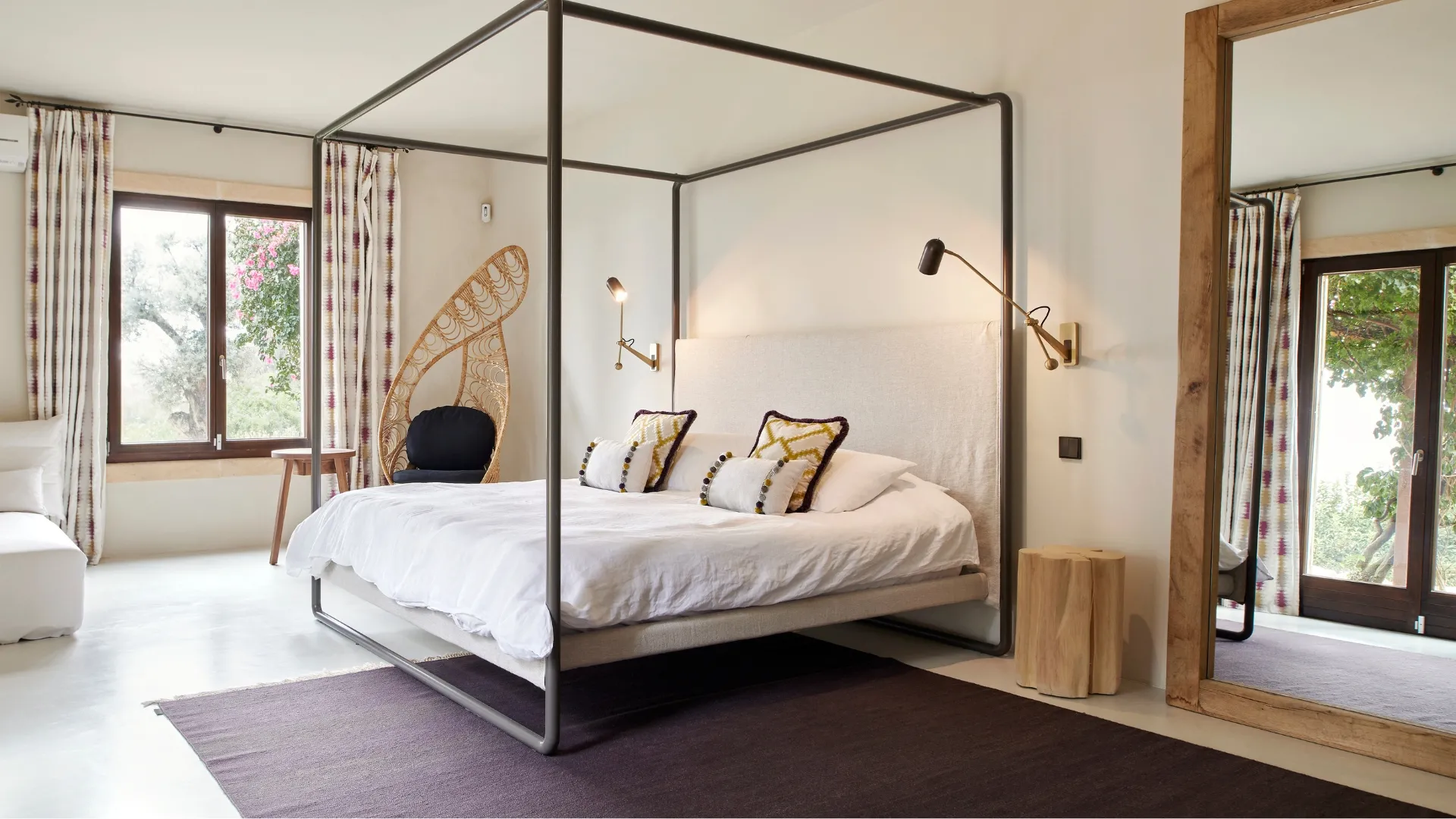 Luxury accommodation at The Lions Villa with elegant bedrooms and panoramic countryside views in Mallorca